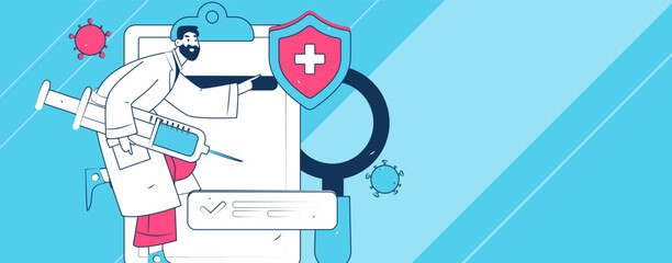 Doctor examines patient flat vector concept operation hand drawn illustration
