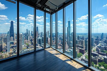 Office conference space with panoramic city views, designed to blend work with urban living.