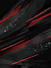 Sport Cover or Poster Design with Red and Gray Brush Strokes and Halftone Effect. Abstract Background Design in Grunge Style