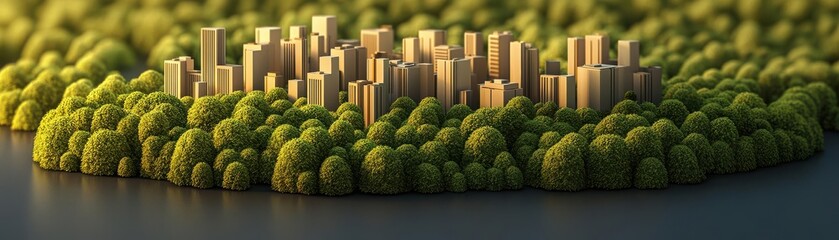 Urban sprawl encroaching on forest, city expansion, illustrating deforestation and land use change