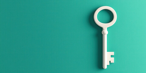 A white key is on a green background