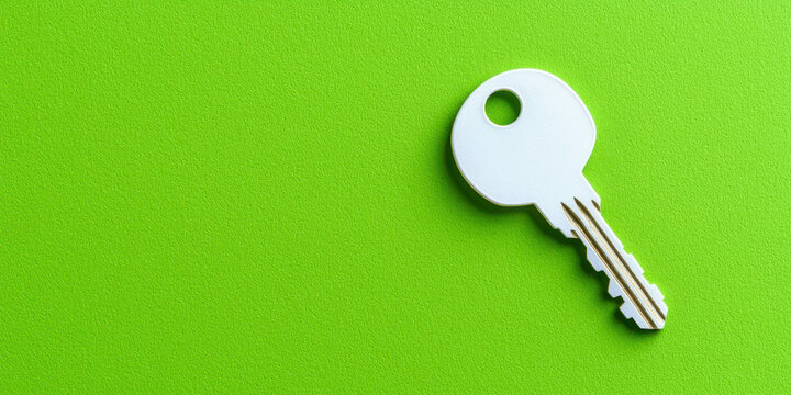 A white key is on a green background