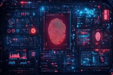 Obraz premium Forensic processes such as fingerprint matching, DNA analysis and digital forensics. Generative AI