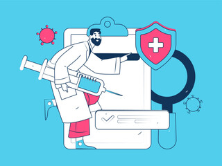 Doctor examines patient flat vector concept operation hand drawn illustration
