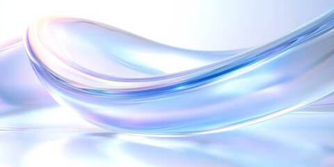 Abstract Digital Art Fluid Curves Blue White Minimalist Design