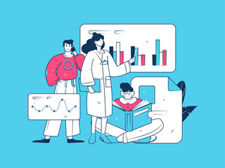 Doctor examines patient flat vector concept operation hand drawn illustration
