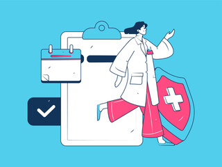 Doctor examines patient flat vector concept operation hand drawn illustration
