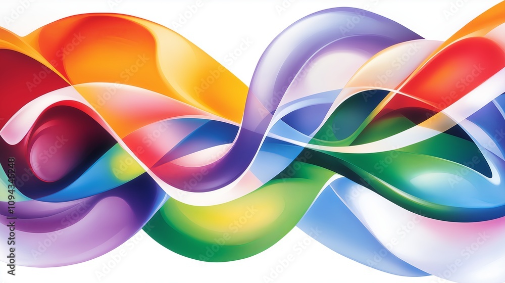 Poster abstract flowing ribbons in gradient colors