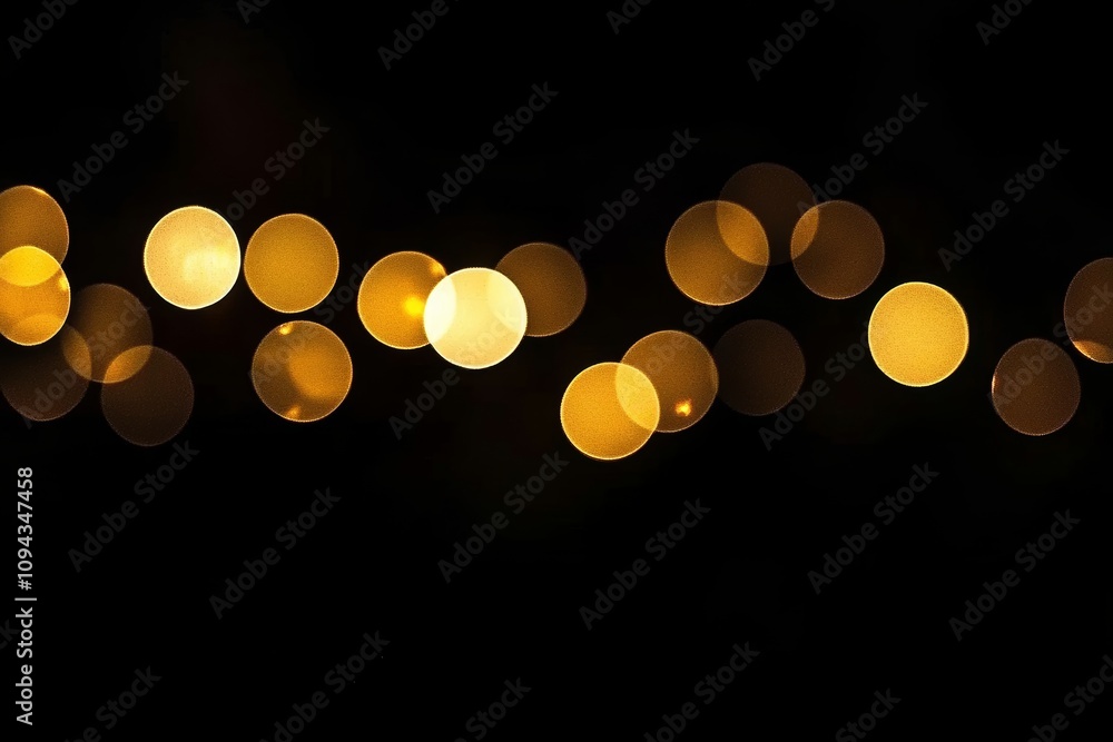 Poster golden bokeh lights with black background abstract design