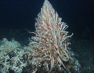 Riftia pachyptila giant tube worms deep sea in hydrothermal vent