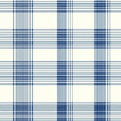 Seamless pattern of blue and white plaid with thin, neat stripes