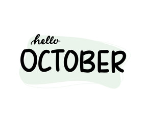 Hello October lettering with hand drawn style