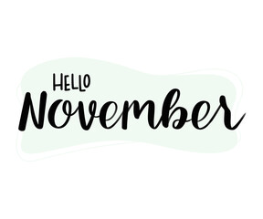 Hello November lettering with hand drawn style