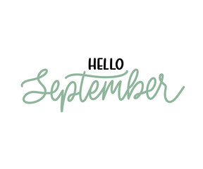 Hello September lettering with hand drawn style