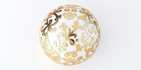 A stunning easter egg showcasing a delicate filigree pattern in gold and silver against a crisp white backdrop, luxurious art, white background, spring decor
