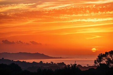 Fototapeta premium A stylized and artistic representation of an orange sunset in an abstract gradient format, warm tones, dreamy atmosphere, soft gradation