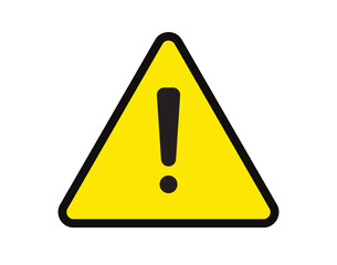 Yellow warning danger sign. Simple vector icon.