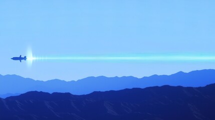 Fototapeta premium Aircraft rapidly breaking the sound barrier, creating a visible shockwave in the sky, symbolizing the pursuit of speed and technological advancement.