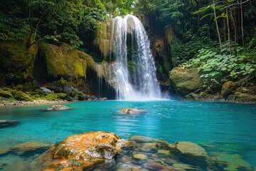 Fototapeta premium Waterfall Tropical. Scenic Cascade in Rincon de La Vieja National Park, Costa Rica