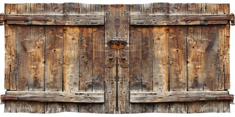 Wooden Door Texture. Old Wooden Closed Door with Brown Wood Texture on White Background