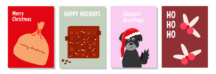 Set of Merry Christmas greeting card