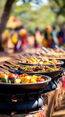 Festive Swazi food beautifully arranged, showcasing vibrant colors and flavors