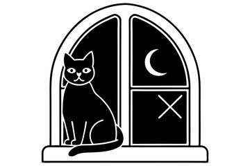 black cat on window
