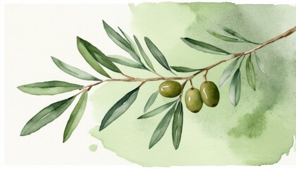 Watercolor illustration celebrating World Peace Day with an olive branch symbolizing harmony and unity against a gentle green backdrop