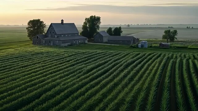 Serene Farmhouse at Dusk