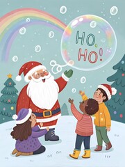 Santa Claus Surrounded by Children Greeting Card