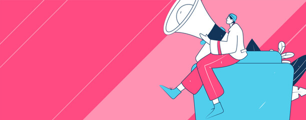 Notification announcement vector creative flat hand drawn illustration
