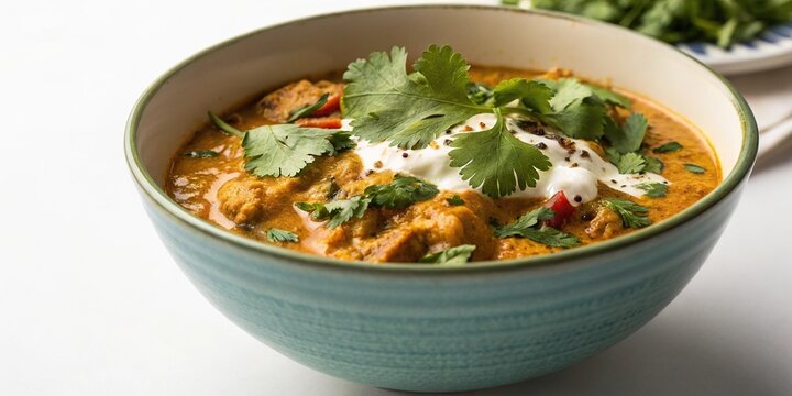 Yogurt and Cumin Curry with Fresh Herbs, soft lighting, spices