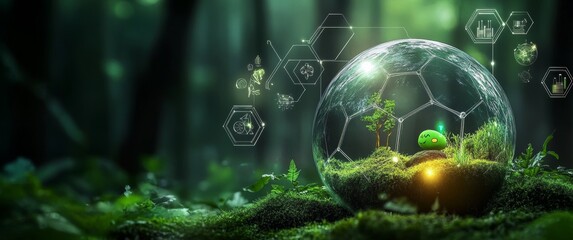 Carbon Neutral Concept Reducing Carbon Emissions Green Landscape and Technology Nature Coexisting