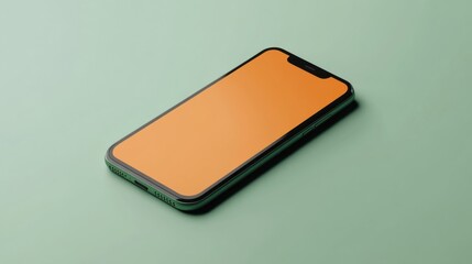 Phone mockup with a light green background and an orange screen