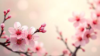 Obraz premium Pink Cherry Blossom Flowers in Spring. Concept of beauty, nature, and renewal.
