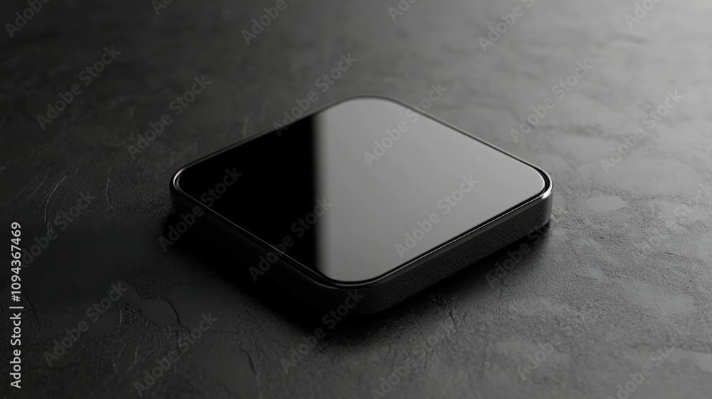 Poster black square mobile app icon with rounded corners in 3d