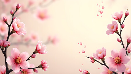Fototapeta premium Pink Cherry Blossom Flowers Spring Floral Background. Concept of beauty, nature, and romance.