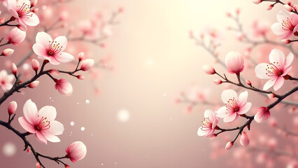 Naklejka premium Pink Cherry Blossom Flowers in Spring. Concept of beauty, nature, and renewal.