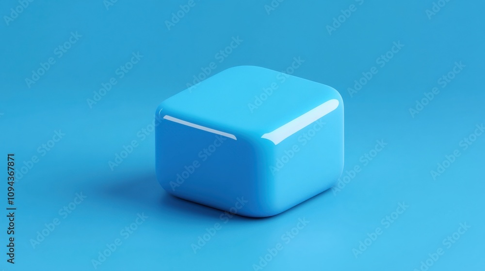 Poster blue square mobile application icon with rounded corners in 3d
