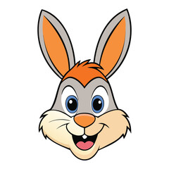 Cheerful Cartoon Rabbit Face with Bright Colors and Expressive Features