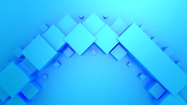 Cubes Form a Wave. Abstract motion, two color, 3d rendering, 4k resolution
