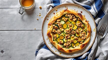 Rustic Kolokythakia Glyka - Greek Sweet Zucchini with Honey and Walnuts (Greek Cuisine)
