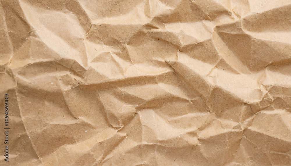 Aufkleber crumpled brown wrapping paper creating a textured, abstract backdrop in close up