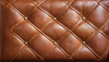 Elegant brown leather upholstery with a diamond pattern and decorative buttons for a timeless and opulent look