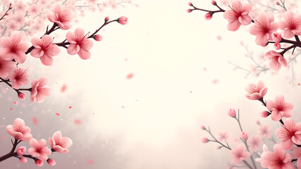 Naklejka premium Cherry Blossom Flowers Spring Background. Concept of beauty, nature, and romance.