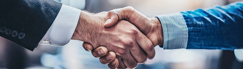 Naklejka premium Business partners shaking hands during a meeting in a modern corporate office