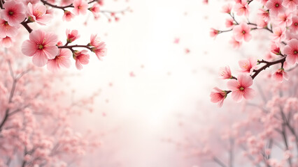 Fototapeta premium Pink Cherry Blossom Flowers in Spring. Concept of beauty, nature, and renewal.