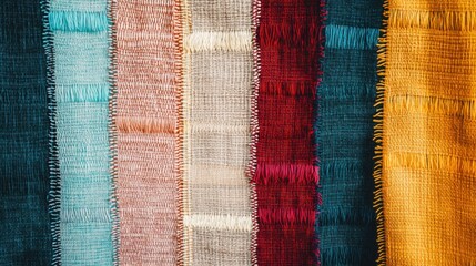 A tapestry of different colored threads forming a coherent image, Representing the unity of diverse experiences, minimalist composition