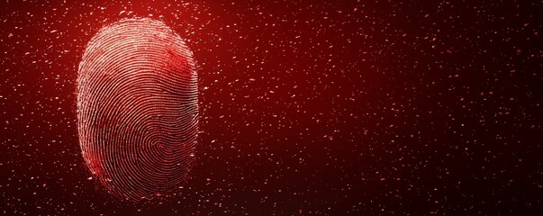Anti tracking privacy concept, A stylized fingerprint glows against a red background, symbolizing identity, security, and technology.