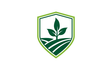 Emblem Nature logo design with agriculture field and plant concept